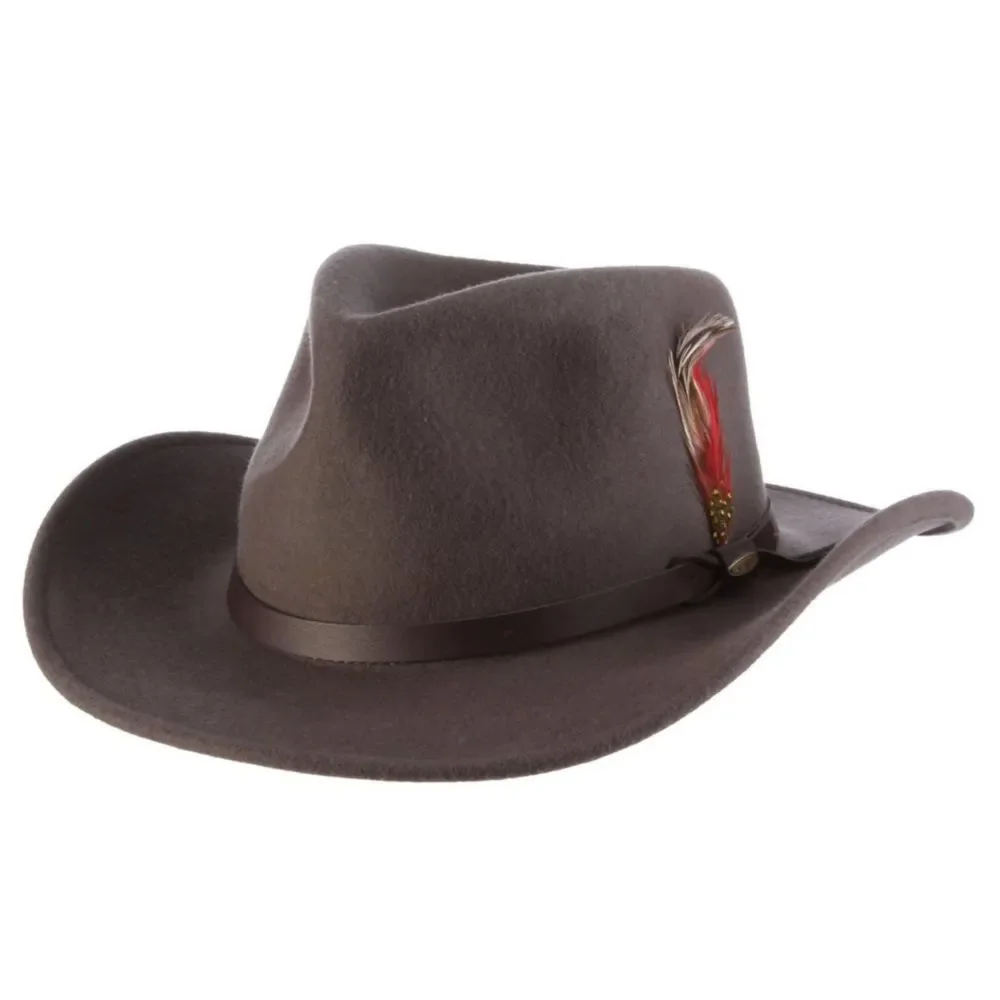Sombrero Scala Classico Compactable de Fieltro Outback Gris Talla Mediana