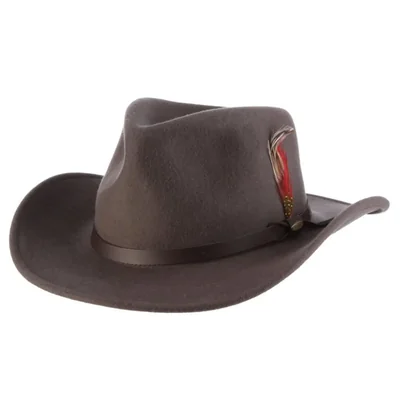 Sombrero Scala Classico Compactable de Fieltro Outback Gris Talla Mediana
