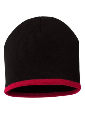 Gorro Sportsman de Punto con Rayas Inferiores Negro y Rojo