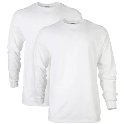 Camisa de hombre Gildan G2400 Ultra Cotton de manga larga blanca pack de 2 talla XL