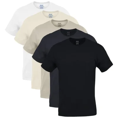 Camiseta Gildan G1100 Pack de 5 Talla Pequeña Negro/Gris/Hueso/Blanco