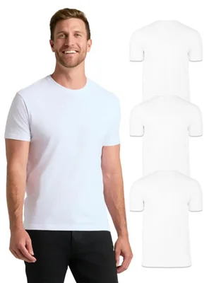 Remera True Classic L Blanca Mezcla de Algodón Cuello Redondo Paquete de 3