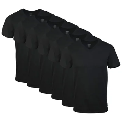 Remeras Gildan G1103 Cuello en V Negras Paquete de 6 Talle M