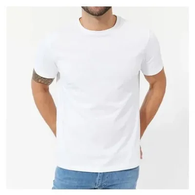 Playera Blanca Hombre Manga Corta Cuello Redondo Algodon