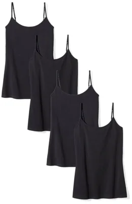 Camiseta sin mangas Amazon Essentials Slim-Fit Pack de 4 Negro Talla Pequeña