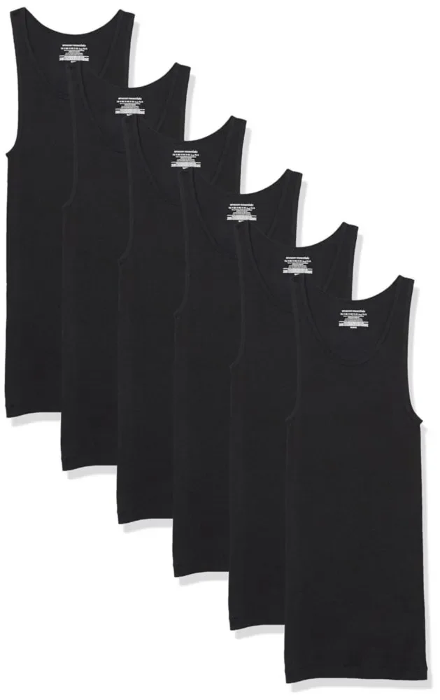 Camisetas sin mangas de ajuste entallado Amazon Essentials algodón – pack de 6