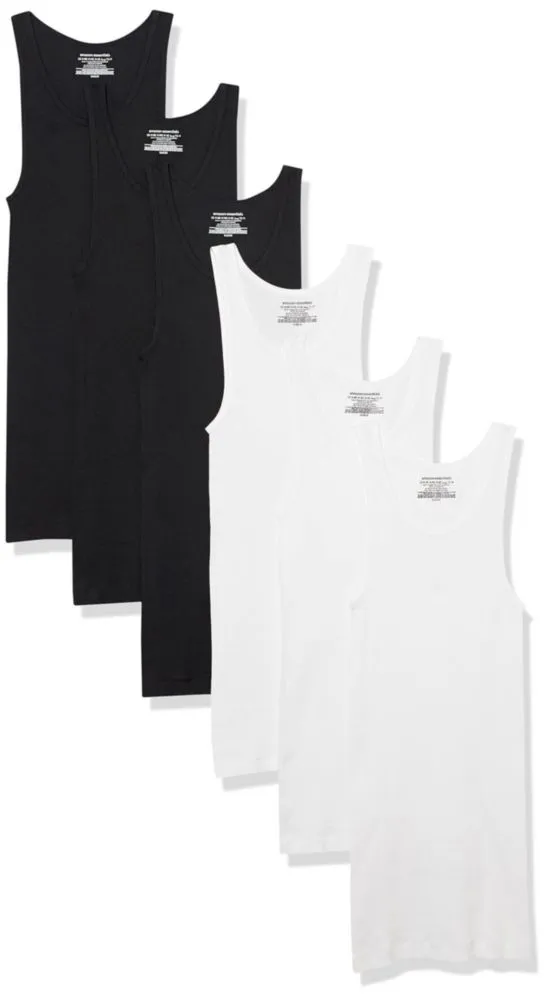 Camisetas sin mangas de algodón con spandex ajuste entallado Amazon Essentials pack de 6 talla XL