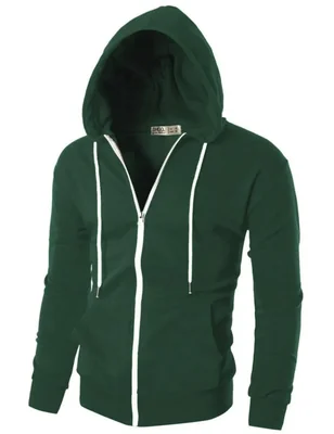 Sudadera Ohoo DCF002 Hombre Slim Fit con Cierre Verde