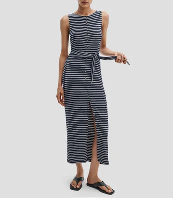 Vestido largo a rayas Mujer