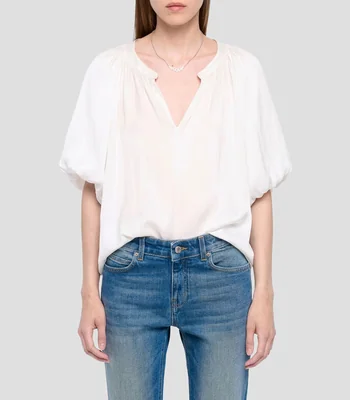 Blusa lisa manga corta Mujer