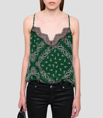 Blusa estampada sin mangas Mujer