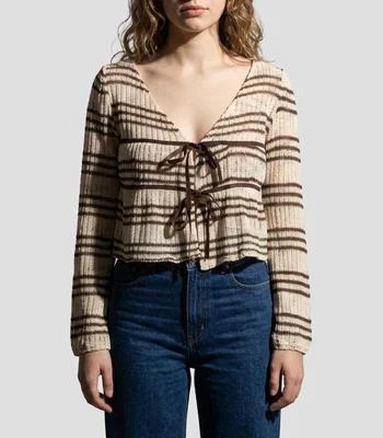 Blusa con rayas manga larga Mujer