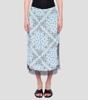 Falda midi de corte recto fantasía Mujer