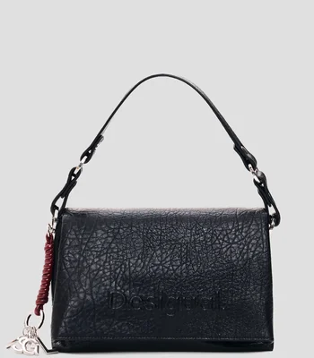 Bolsa crossbody lisa con detalle texturizado Mujer