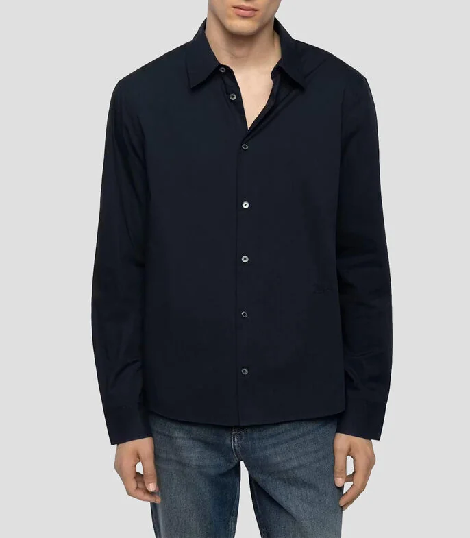 Camisa lisa manga larga Hombre