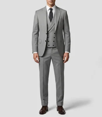 Traje de lana corte slim liso Hombre