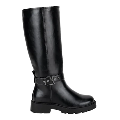 Bota de mujer, de montar, con acabado napa, tacón bajo y ancho, color negro, mod. 1315589