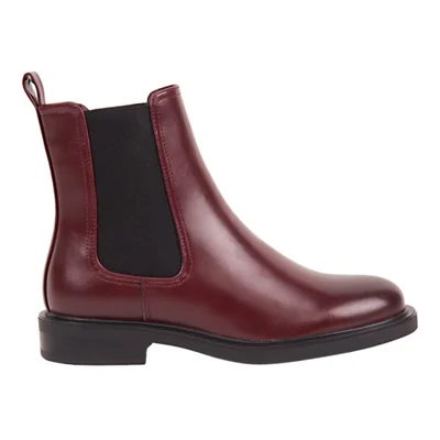 Bota de mujer, casual, tipo Chelsea, con tacón ancho y bajo, acabado napa, color vino, mod. 1315590