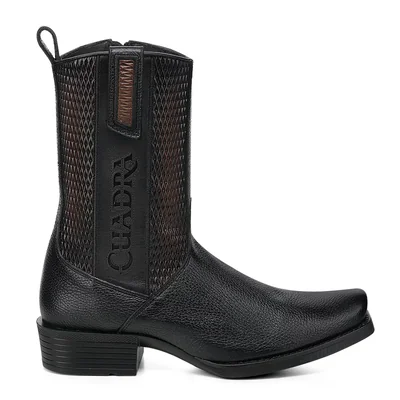 Bota Urbana en Piel Genuina Cuadra Negro para Hombre