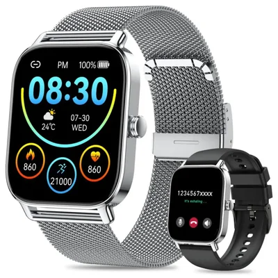 Reloj inteligente TAEPOK Fitness impermeable con llamadas SpO2 y monitor de ritmo cardíaco