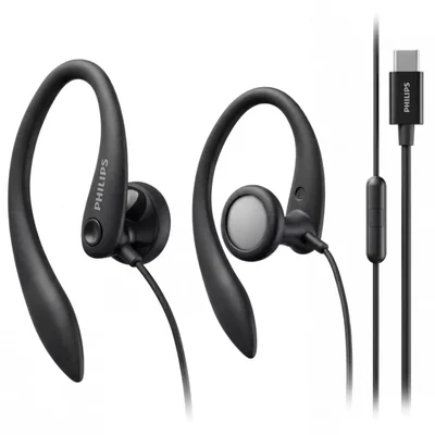 Auriculares deportivos Philips con cable USB-C y ganchos para la oreja drivers de 15 mm