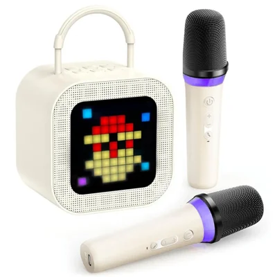 Máquina de Karaoke ELLYTRA con 2 Micrófonos Bluetooth y Luces RGB