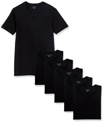 Camiseta interior Amazon Essentials Slim Fit Cuello en V Algodón Paquete de 6
