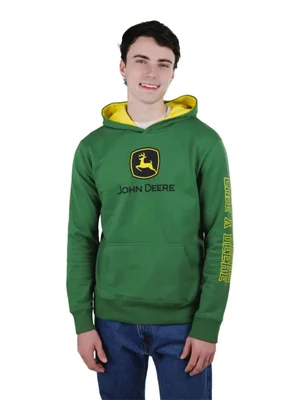 Buzo con capucha de polar verde para hombre John Deere talle grande