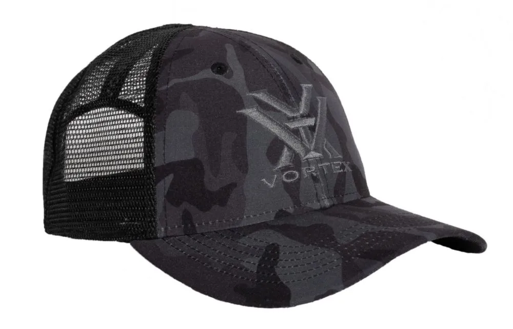 Gorra Vortex Logo Negra Camo Snapback con Malla