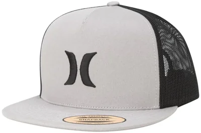 Gorra Hurley de Visera Plana con Panel de Malla y Cierre Snapback estilo Camionero