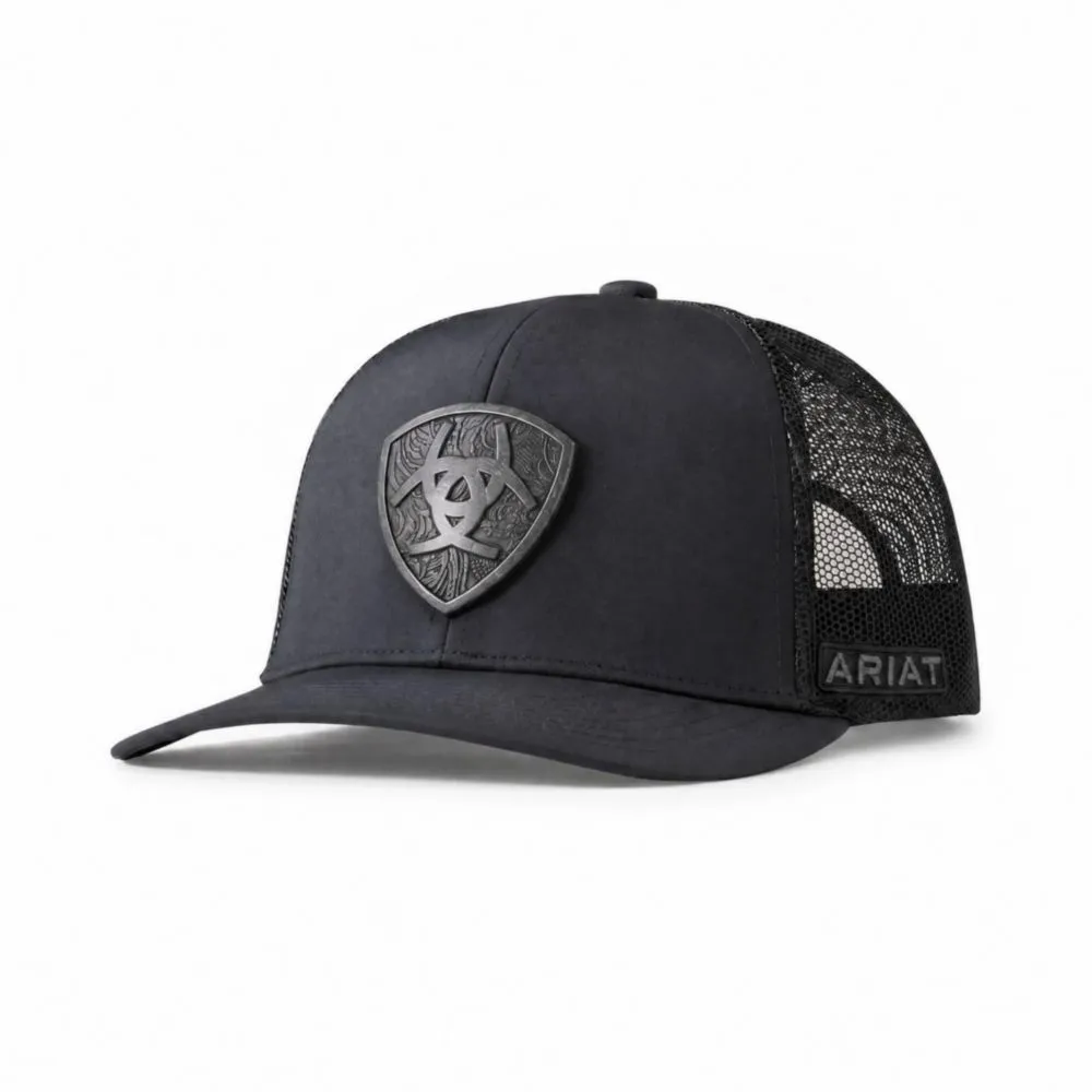 Gorra ARIAT Metal Shield Snapback Estructurada con Malla Negra