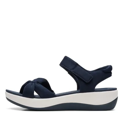 Sandalia plana Clarks Arla Shore mujer azul marino de tela