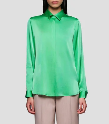 Blusa lisa manga larga Mujer