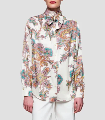 Blusa estampada manga larga Mujer