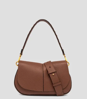 Bolsa Crossbody café en piel Helena Round Mujer