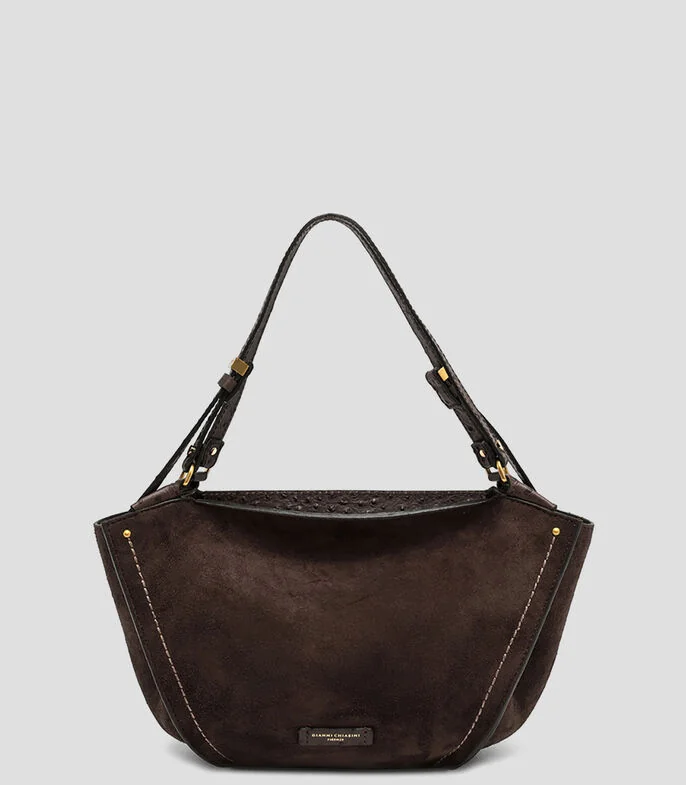 Bolsa Tote café en piel lisa Mujer