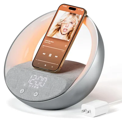 Reloj despertador FUNFOR con Bluetooth bocina de 10 W y carga inalámbrica de 15 W