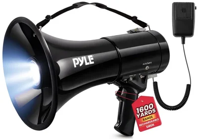 Megáfono Pyle 50W de mano con micrófono y entrada AUX - PMP561LTB