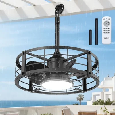 Ventilador de techo addlon 51 cm con luz IP65 enchufable