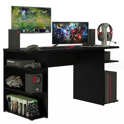 Escritorio Gamer Profesional Para Pc Madesa Color Negro