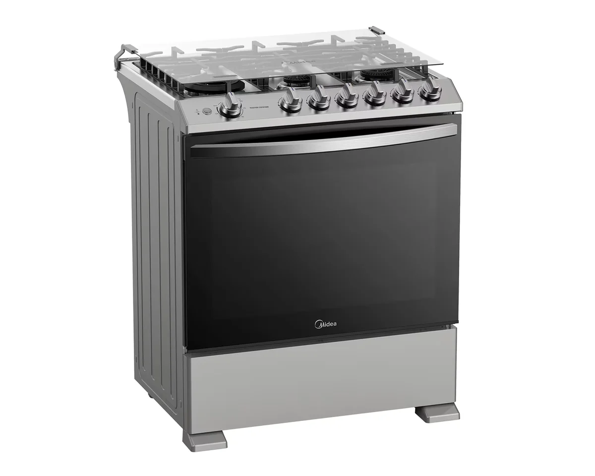 Estufa Midea de Piso 30 Pulgadas con 6 Quemadores de Gas MGS30FS1LIASGT