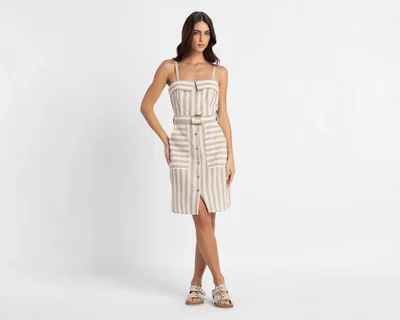 Vestido de Playa Forever 21 a Rayas con Cinturón para Mujer