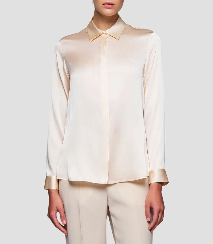 Blusa lisa manga larga Mujer