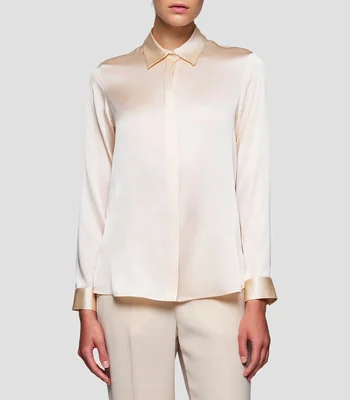 Blusa lisa manga larga Mujer
