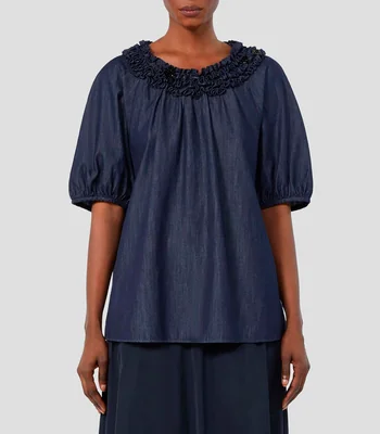 Blusa sólida manga corta Mujer