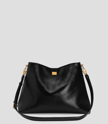 Bolsa hobo negra en piel Vittoria lisa Mujer