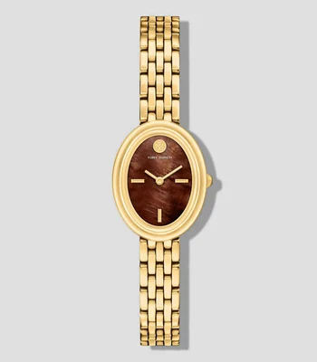 Reloj The Oval Clásico Dorado, Café