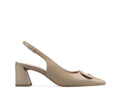 Zapatillas De Tacón Davenia De Piel Para Dama Mod. Agnes Beige