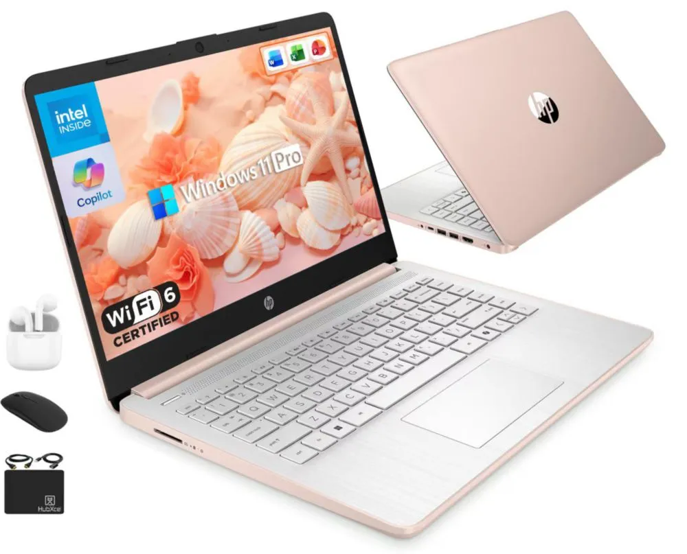 Laptop HP 14" Intel Celeron 8 GB 628 GB Windows 11 Pro color oro rosa