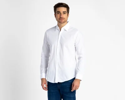Camisa Casual de Algodón Lucky Star Regular Lisa para Hombre